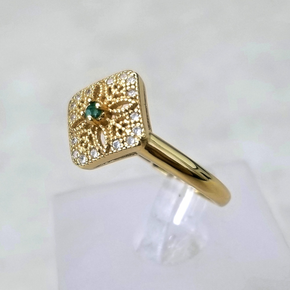 HOST PICK! Artisan Natural Emerald & Diamonds Ring - Picture 4 of 8
